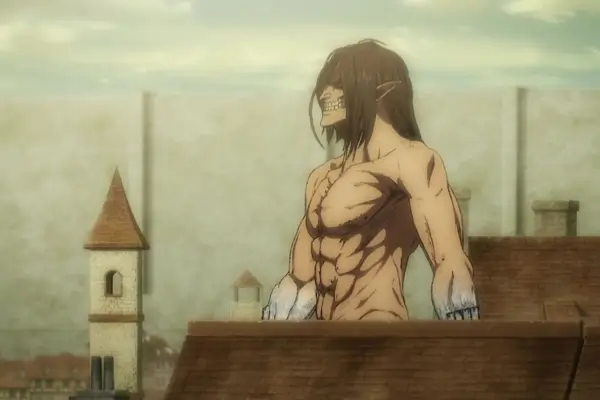 Imagem da cena do anime "Attack on Titan"